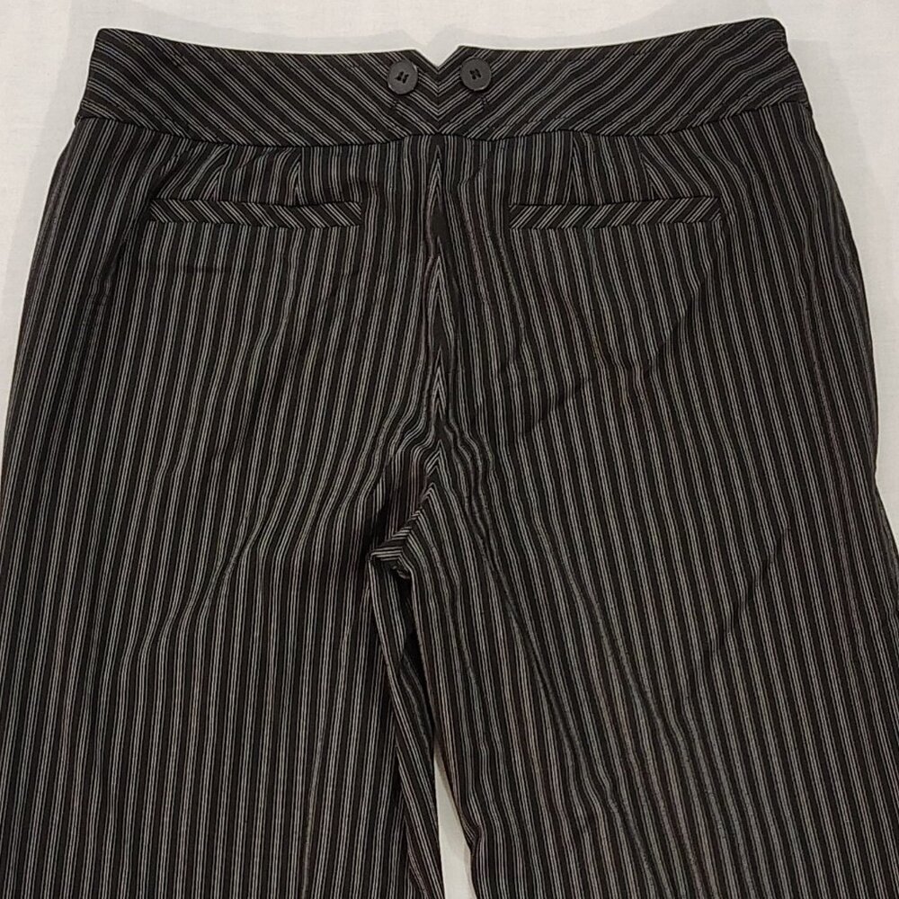 Ann Taylor Loft Julie Trouser Dress Pants Womens Size 6 Pinstripe Wide Leg Black - Picture 4 of 15